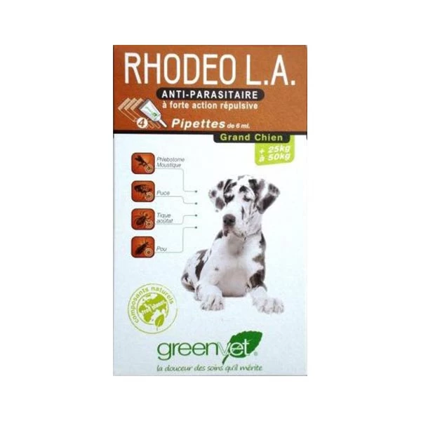 Greenvet RHODEO L.A. Grand Chien (>25 Kg) - 4 Pipettes